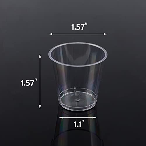 Zcaukya 100 Shot Glasses, 1oz Clear Plastic Disposable Hard Cups, Global Recycled Standard Perfect for Sauce and Jello S