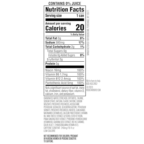 Rockstar Pure Zero Energy Drink Fruit Punch 0 Sugar Caffeine Taurine 16oz Cans Pack