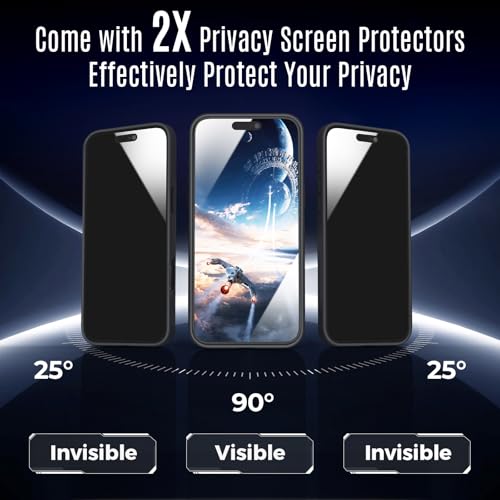 iPhone 16 Pro MagSafe Compatible Privacy Screen Protector Case [15FT Military Drop Protection] Black