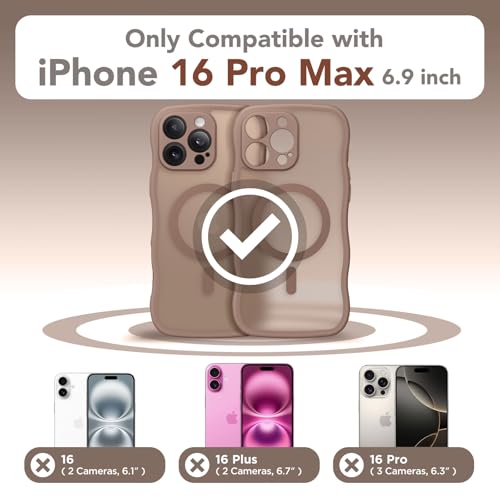 iPhone 16 Pro Max Case for Women & Girls: Full Camera Protection, Compatible with MagSafe, Cute Wave Translucent Matte B