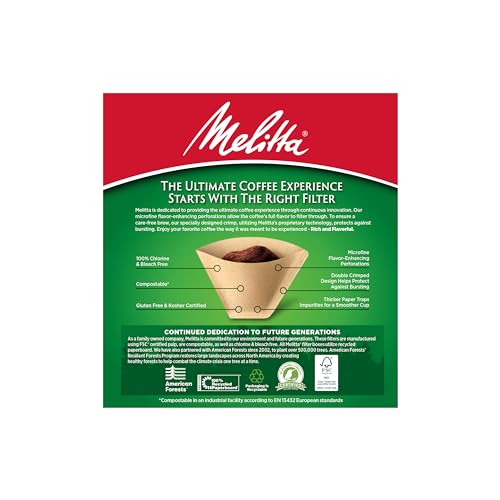 Pack of 6 Melitta #4 Cone Coffee Filters, Natural Brown, 100 Count - Perfect for Coffee Lovers
| Melitta #4 Cone Coffee