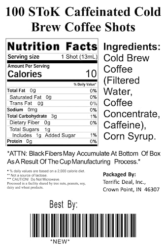 100 Stok Caffeinated Unsweetened Black Coffee Shots for Energy Boost and Flavorful Morning Routine. Ideal for Coffee Lov