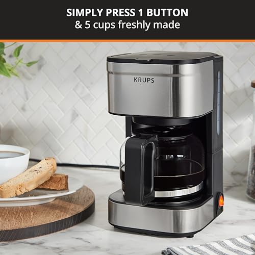 KRUPS Simply Brew Compact 5 Cup Coffee Maker: Stainless Steel Design, Keep Warm, Drip-Free Carafe  
KRUPS Simply Brew Co