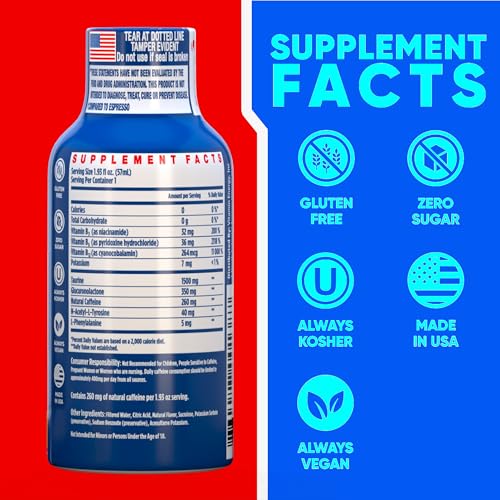 Vitamin Energy B12 Extra Strength Daily Energy Shot - Acai Pomegranate - Zero Sugar & Vegan, 1.93 fl oz, 24-Pack  
Vitam