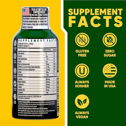 Vitamin Energy Focus + Extra Strength Daily Energy Shot - Grape Flavour - 260mg Natural Caffeine, 100% DV B-Vitamins - F