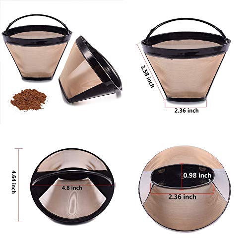 Reusable No.4 Cone Filter for Ninja Coffee Bar Brewer Replacement Permanent Basket Filter (for Coffee Lovers)  
Reusable