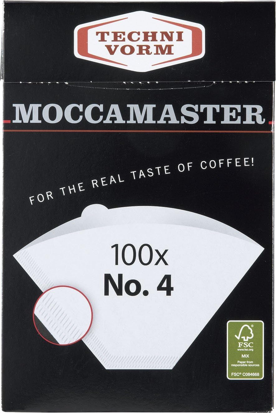 Whitened Technviorm Mocamaster #4 White Paper Cone Coffee Filters - Bleach-Free & Oxygen-Based, 100-Count
| Technviorm
